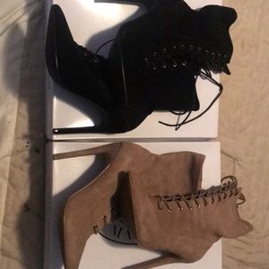 Black & taupe suede Steve Madden Satisfied Booties